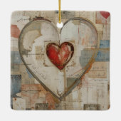 Vintage Abstract Hearts - Ceramic Ornament (Rückseite)