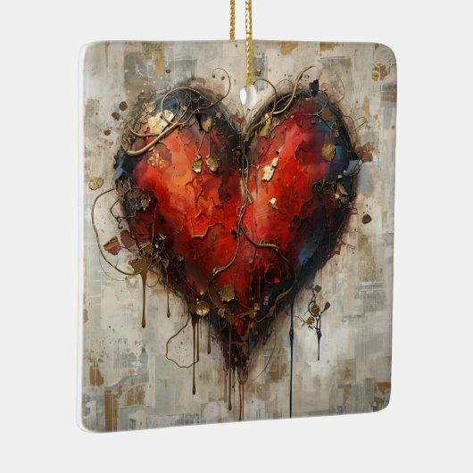 Vintage Abstract Hearts - Ceramic Ornament (Rechts)