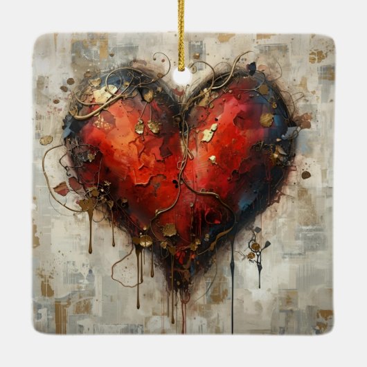 Vintage Abstract Hearts - Ceramic Ornament (Rückseite)