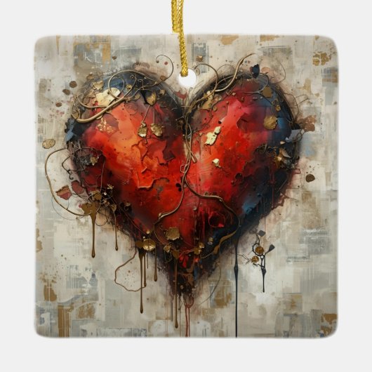 Vintage Abstract Hearts - Ceramic Ornament (Vorderseite)
