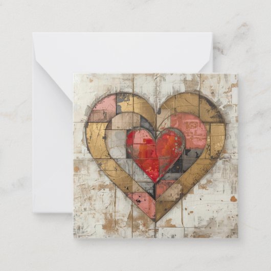 Vintage Abstract Hearts - Flache Notizkarte Mitteilungskarte (Vorderseite)