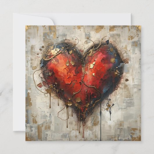 Vintage Abstract Hearts - Flat Card (Vorderseite)