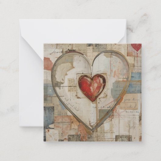 Vintage Abstract Hearts - Flat Note Card Mitteilungskarte (Vorderseite)