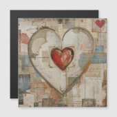 Vintage Abstract Hearts - Magnetic Card Magnetkarte (Vorne/Hinten)