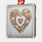Vintage Abstract Hearts - Metal Ornament (Links)