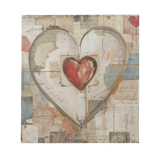 Vintage Abstract Hearts - Note Pad Notizblock (Vorderseite)