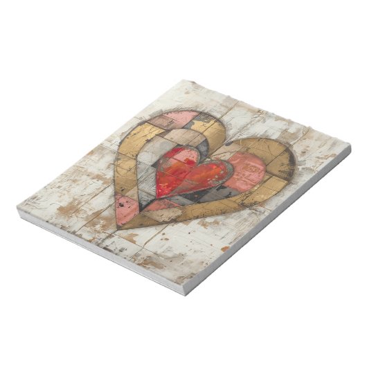 Vintage Abstract Hearts - Note Pad Notizblock (Rotiert)