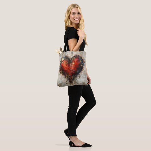 Vintage Abstract Hearts - Tote Bag Tasche (Am Model)