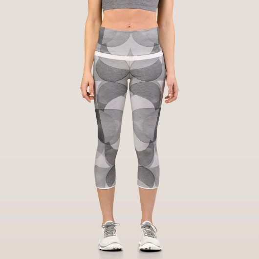 Vintage Abstract Pattern Capri Leggings (Vorderseite)