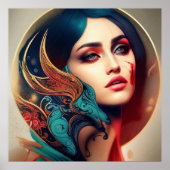 Vintage abstrakte aquamarine Goldweibchen 4 Poster (Vorne)