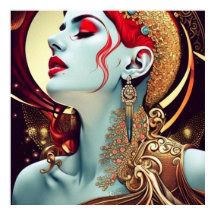 Vintage abstrakte aquamarine Goldweibchen