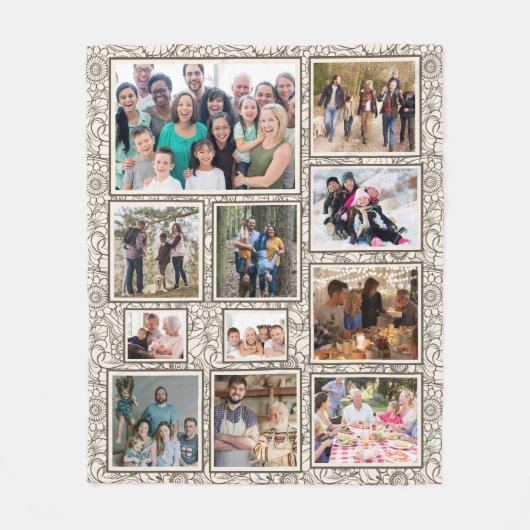 Vintage Abstrakte Blumenfamilie 11 FotoCollage Fleecedecke (Vorderseite)