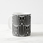 Vintage Abstrakte Blüte in Schwarz-Weiß-Muster Kaffeetasse (Vorderseite Links)