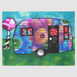 Vintage Abstrakte Camp Trailer Blumendekoupage Seidenpapier