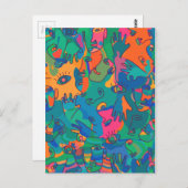 Vintage Abstrakte Gesichtshülse Doodline Postkarte (Vorne/Hinten)