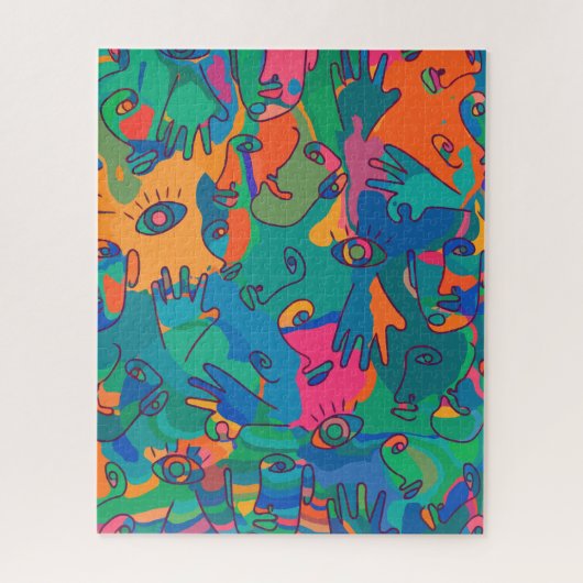 Vintage Abstrakte Gesichtshülse Doodline Puzzle (Vertikal)