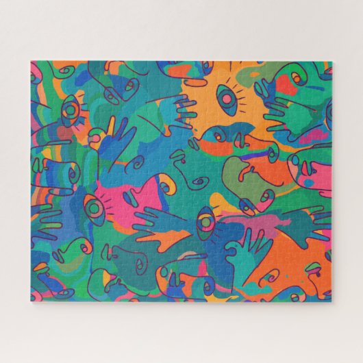 Vintage Abstrakte Gesichtshülse Doodline Puzzle (Horizontal)