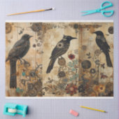 Vintage Abstrakte Grunge Birds Decoupage Seidenpapier (Basteln)