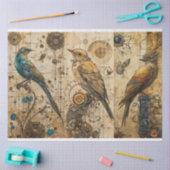 Vintage Abstrakte Grunge Birds Decoupage Seidenpapier (Basteln)