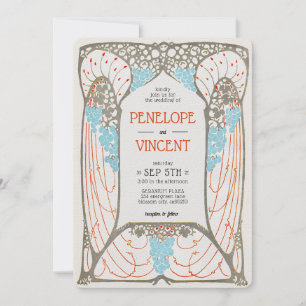 Vintage abstrakte Rahmen-Hochzeit im Letterpress-S Einladung