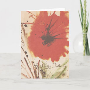 Vintage Abstrakte Rote Blume Geburtstag Karte
