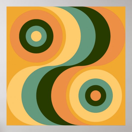 Vintage, Abstrakte und farbenfrohe Rainbow-Quadrat Poster (Vorne)
