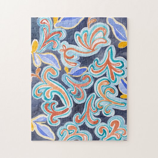 Vintage Abstrakte Wasserfarbe Kunst Jigsaw Puzzle (Vertikal)