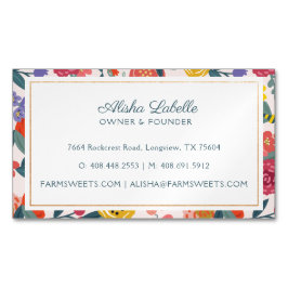 Vintage Abstrakte Wildblume Foliage & Bienenmuster Magnetische Visitenkarte