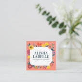 Vintage Abstrakte Wildblume Foliage & Bienenmuster Quadratische Visitenkarte (Stehend Vorderseite)