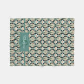 Vintage abstraktes botanisches Monogramm-Blumenmus Fleecedecke (Vorderseite (Horizontal))