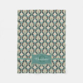 Vintage abstraktes botanisches Monogramm-Blumenmus Fleecedecke (Vorderseite)