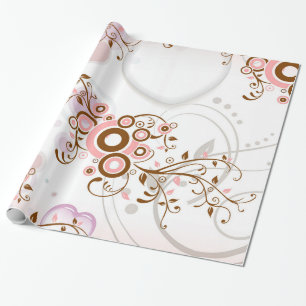 Vintage abstraktes rosa braunes Blumenmuster. Geschenkpapier