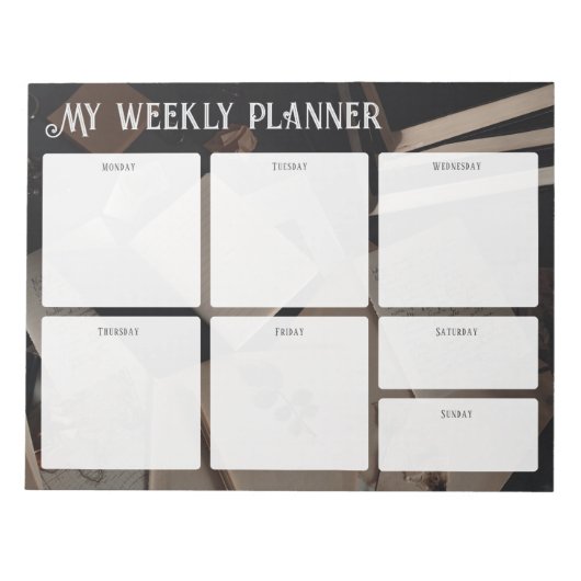 Vintage Academia Weekly Planner Notizblock (Vorderseite)
