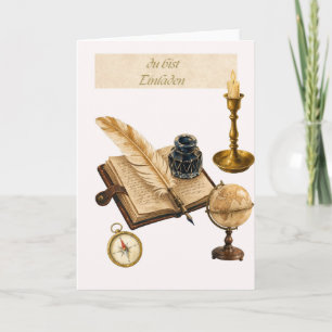 Vintage Academic German Invitation Card - Quill Bo Karte