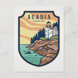 Vintage Acadia National Park Bar Harbor Leuchtturm Postkarte