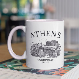 Vintage Acropolis of Athens Illustration Kaffeetasse