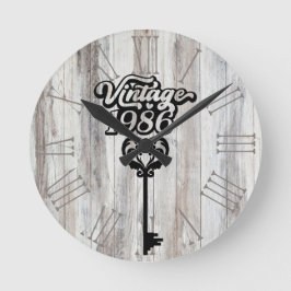 Vintage Acrylmauer-Uhr von 1986 Runde Wanduhr