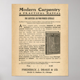 Vintage Ad Advertising for Modern Carpentry Book Poster