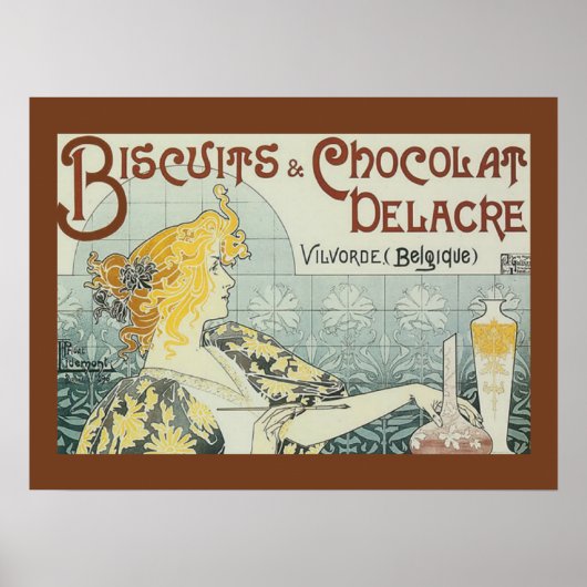 Vintage Ad Biscuits Schokolade Delacre Plakat Druc (Vorne)