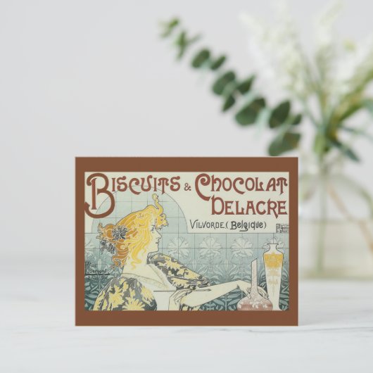 Vintage Ad Biscuits Schokolade Delacre Postkarte (Stehend Vorderseite)