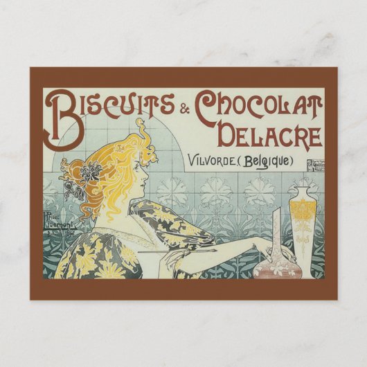 Vintage Ad Biscuits Schokolade Delacre Postkarte (Vorderseite)