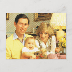 Vintage Adel, Prinz Charles, Diana, William Postkarte