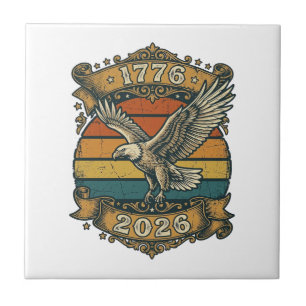 Vintage Adler 1776 2026 Shirt Patriotisches Retro Fliese