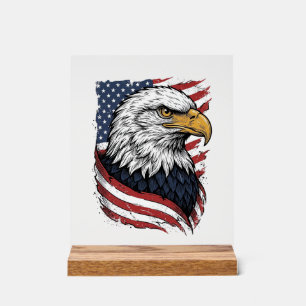 Vintage-Adler-Amerikanische-Flagge-Patriotisches-S Acrylschild