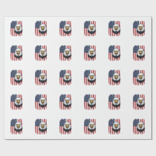 Vintage-Adler-Amerikanische-Flagge-Patriotisches-S Geschenkpapier