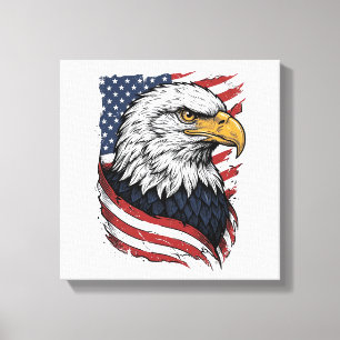 Vintage-Adler-Amerikanische-Flagge-Patriotisches-S Leinwanddruck