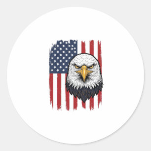 Vintage-Adler-Amerikanische-Flagge-Patriotisches-S Runder Aufkleber