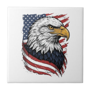 Vintage Adler Amerikanisches Flagge Patriotisches  Fliese