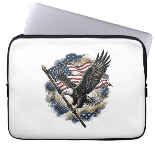 Vintage-Adler-Flagge Patriotisches-Shirt-Design_1 Laptopschutzhülle