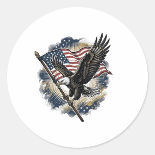 Vintage-Adler-Flagge Patriotisches-Shirt-Design_1 Runder Aufkleber